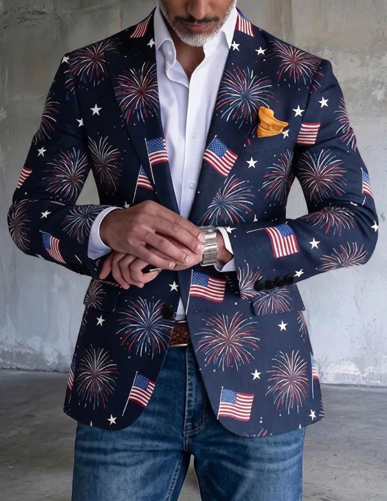 ekouaer-men-blazer-usa-flagge-fireworks-slim-fit image 1