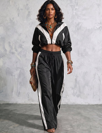 ekouaer-2-teiler-tracksuit-jacke-hose-patchwork-schwarz image 3