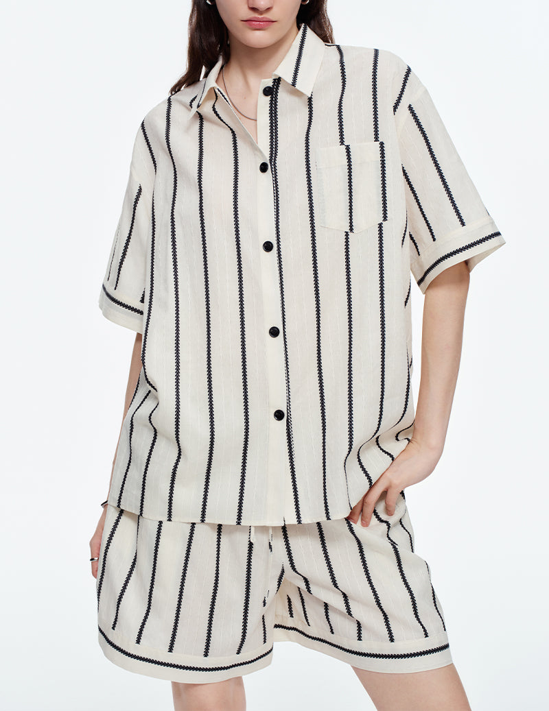 ekouaer-pajama-sets-baumwolle-schlafanzug-streifen-s-w image 1