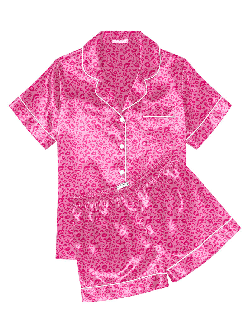 ekouaer-satin-schlafanzug-kurz-white-blue-seashells-pyjama image 6