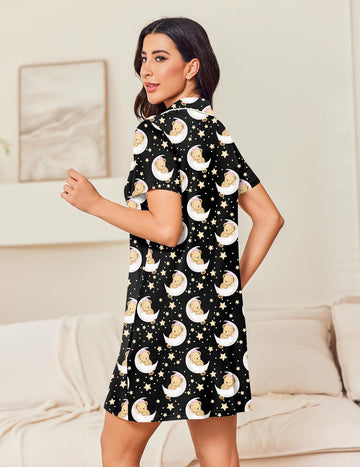 ekouaer-nightgowns-button-down-nachthemd-kurzarm image 3