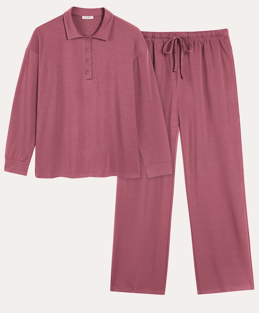 ekouaer-pajama-sets-2-teiliger-pyjama-langarm-mit-taschen image 1