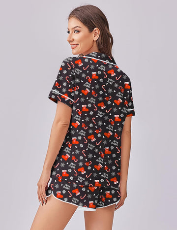 ekouaer-pajama-sets-satin-shorts-pyjama-knopfleiste-print image 3