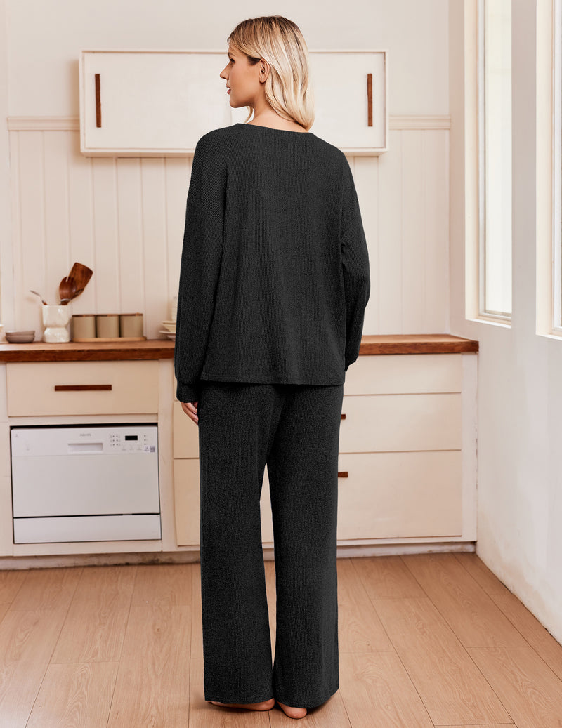 ekouaer-pajama-sets-ripp-schlafanzug-gr-n-m-mit-taschen image 3