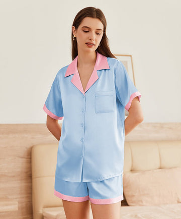 ekouaer-pajama-sets-satin-pyjama-shorts-knopfleiste-2 image 3