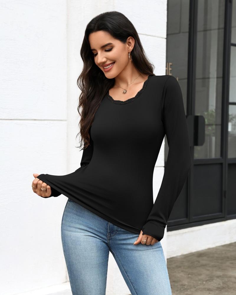 ekouaer-thermals-thermooberteil-khaki-spitze-gr-m image 3