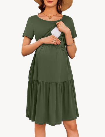 ekouaer-maternity-stillkleid-knielang-mit-stillfunktion image 3