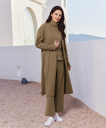 ekouaer-pajama-sets-minimalist-3-tlg-lounge-set-rollkragen image 8