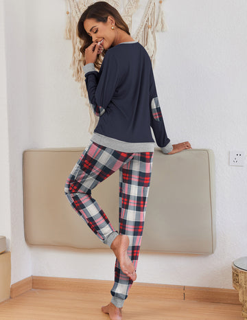 ekouaer-soft-plaid-schlafanzug-langarm-karo-viskose image 7
