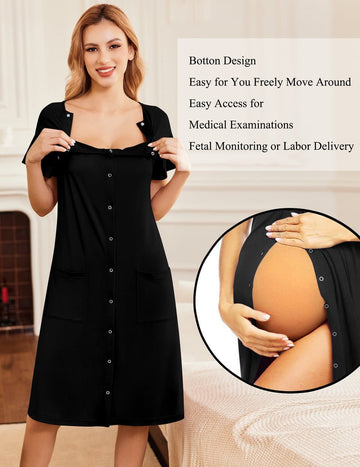 ekouaer-maternity-3-in-1-stillnachthemd-geburtskleid-mit-kn-pfen image 7