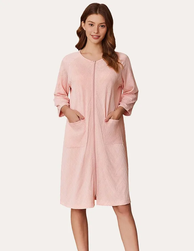 ekouaer-robes-zipper-bademantel-rippstrick-knielang image 1