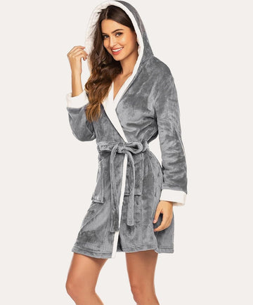 ekouaer-robes-fleece-bademantel-kapuze-mit-g-rtel image 3
