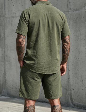 ekouaer-men-leinen-set-herren-wei-hemd-shorts-sommer image 5