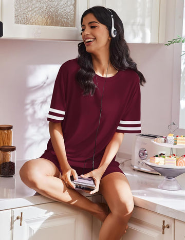 ekouaer-pajama-sets-2-teiliges-lounge-shorts-pyjama-oversized image 7