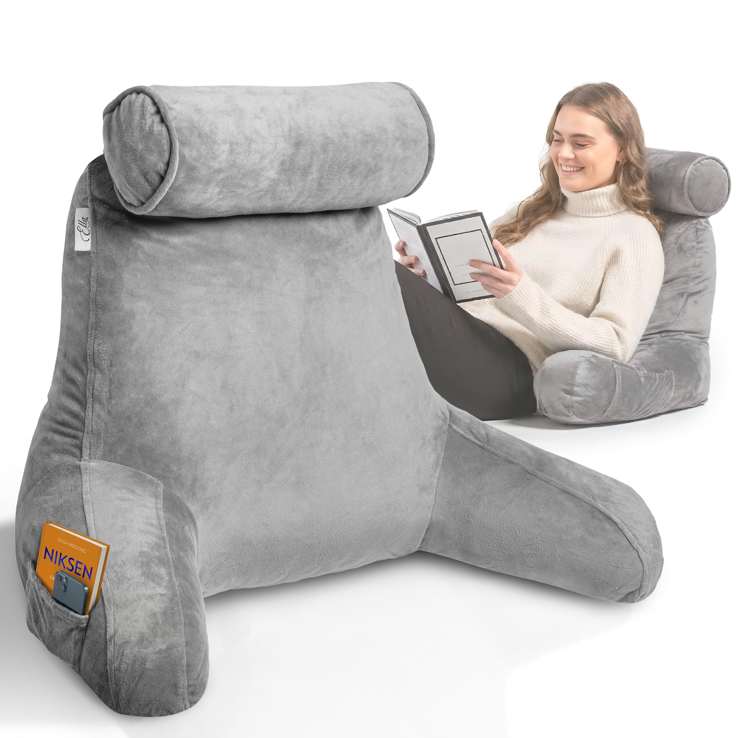ella-lesekissen-reading-pillow-bett-sofa-memory-foam-grau image 1