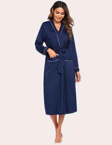 ekouaer-robes-morgenmantel-kurz-g-rtel-taschen-langarm image 4