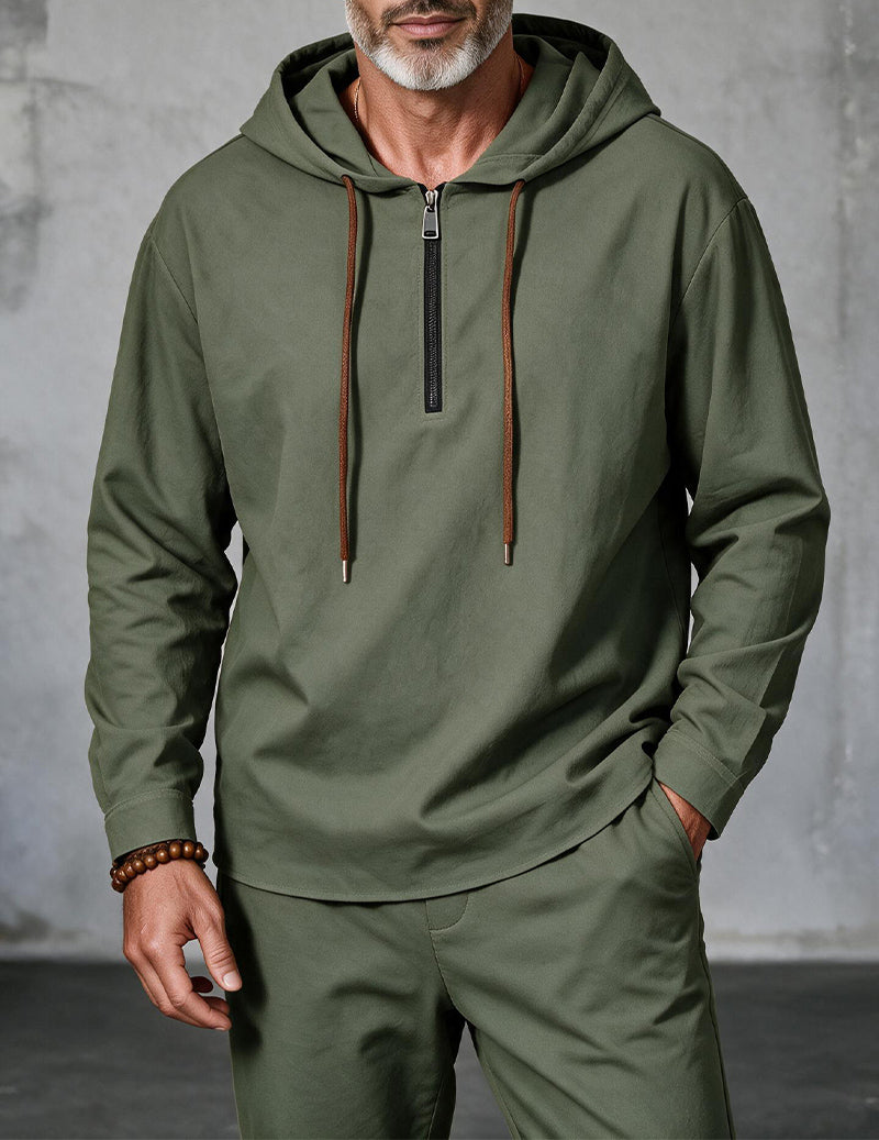 ekouaer-men-linen-zip-hoodie-herren-schwarz-l-mit-kapuze image 7