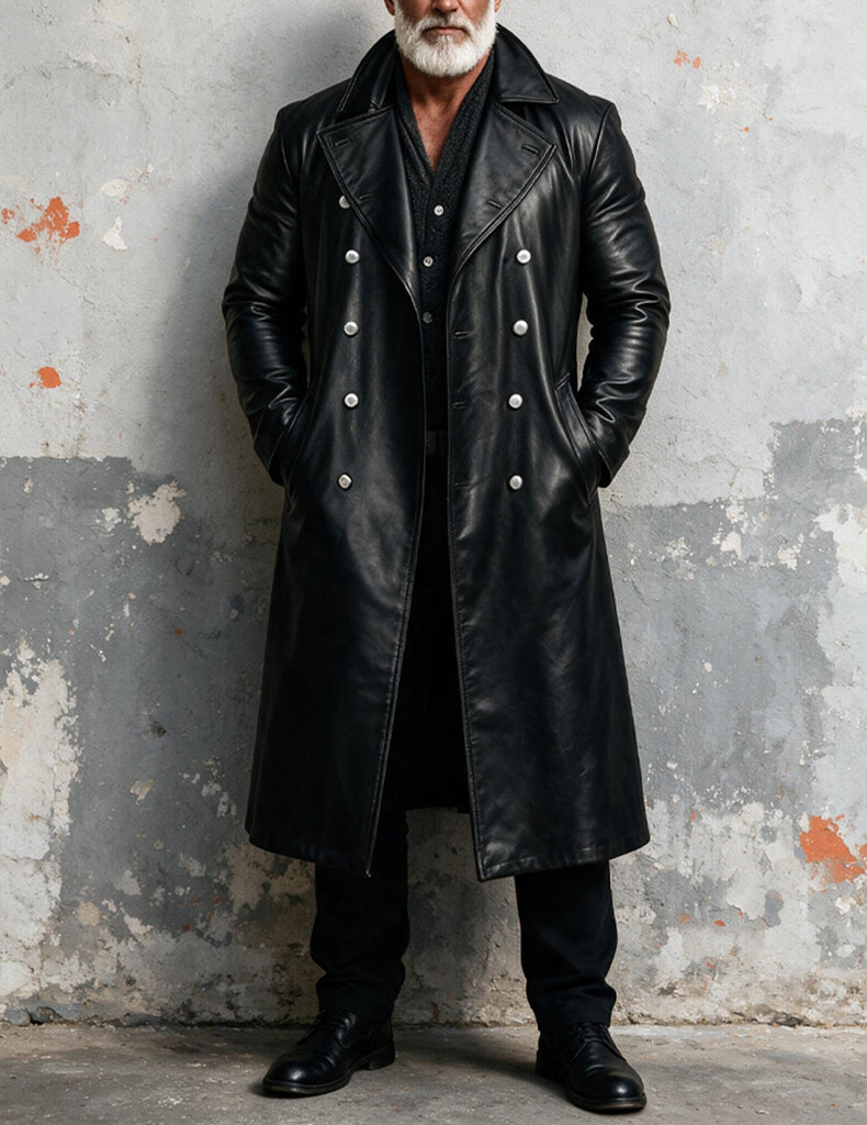 ekouaer-men-kunstleder-trenchcoat-herren-lang-doppelreihig image 1