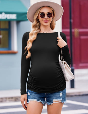 ekouaer-maternity-umstandsshirt-langarm-3er-pack-tunika-stretch image 3