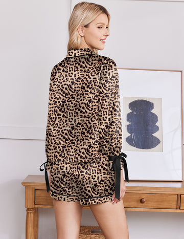 ekouaer-satin-bow-tie-pyjama-langarm-shorts-2-teilig image 4