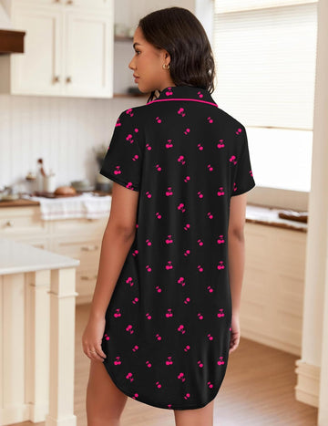 ekouaer-nightgowns-nachthemd-kurzarm-knopfleiste-stillzeit image 5