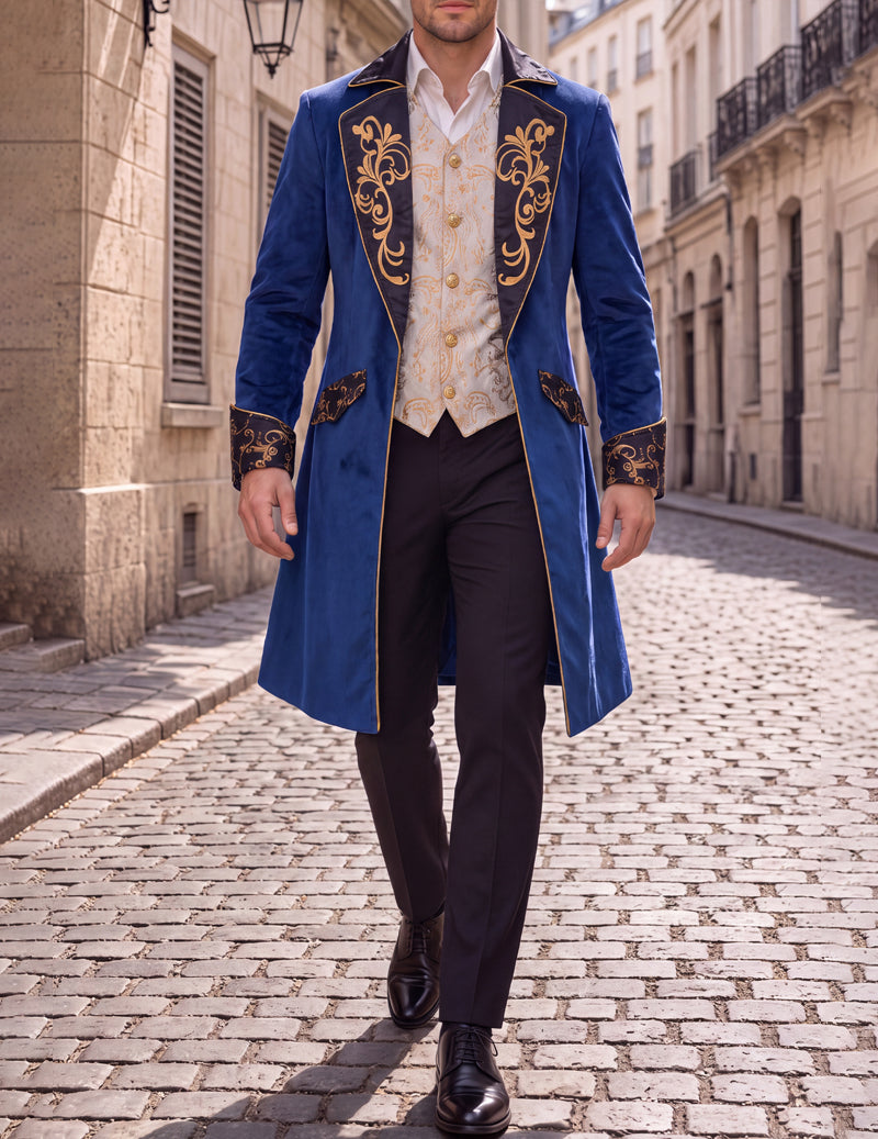 ekouaer-men-steampunk-frack-herren-schwarz-bestickt-slim-fit image 3
