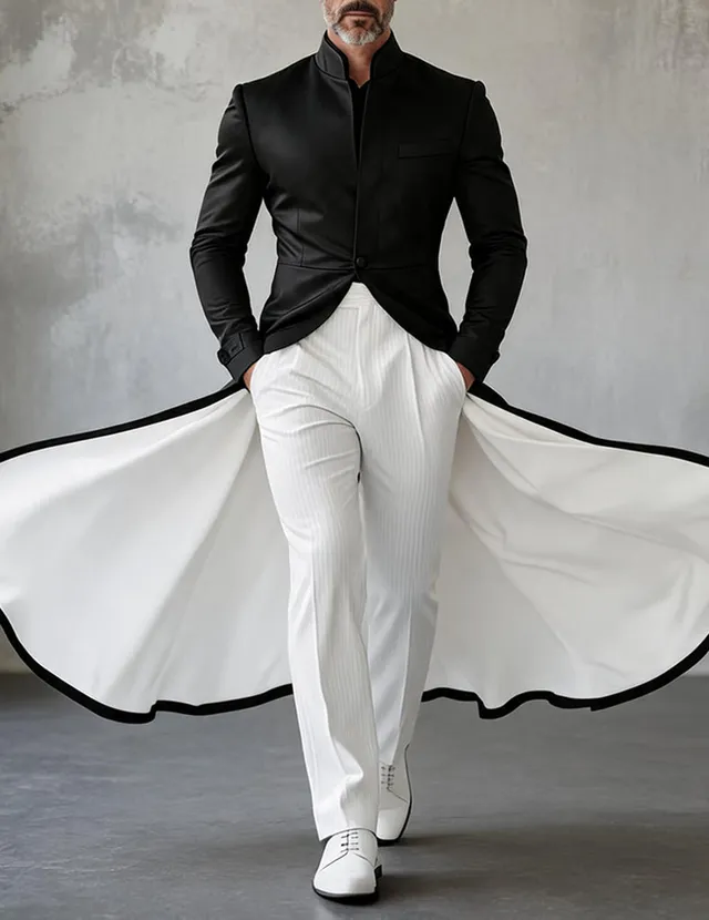 ekouaer-men-frack-mantel-stehkragen-lang-formal-herren image 1