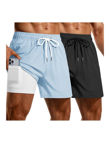 ekouaer-men-boardshorts-2er-pack-quick-dry-mit-netz image 3