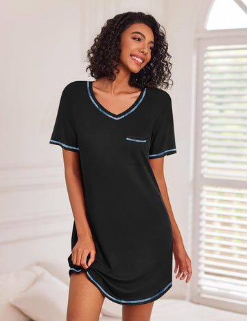 ekouaer-nightgowns-nachthemd-3er-pack-kurz-v-ausschnitt image 3