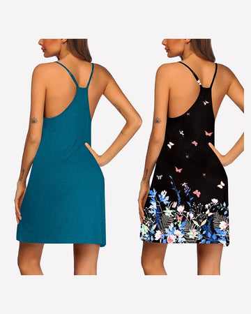 ekouaer-nightgowns-racerback-nachthemd-rmellos-2er-pack-knielang image 3