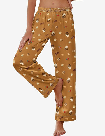 ekouaer-pajama-sets-teddy-satin-pyjamahose-damen-mit-taschen image 6