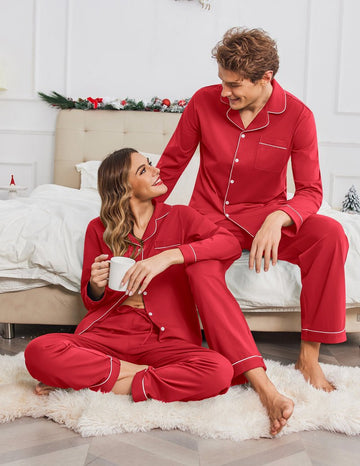 ekouaer-pajama-sets-baumwoll-schlafanzug-partner-langarm image 5