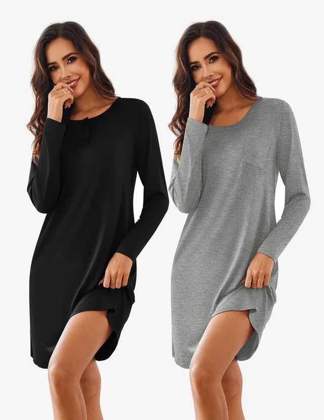 ekouaer-nightgowns-sleepshirt-2er-pack-langarm image 1