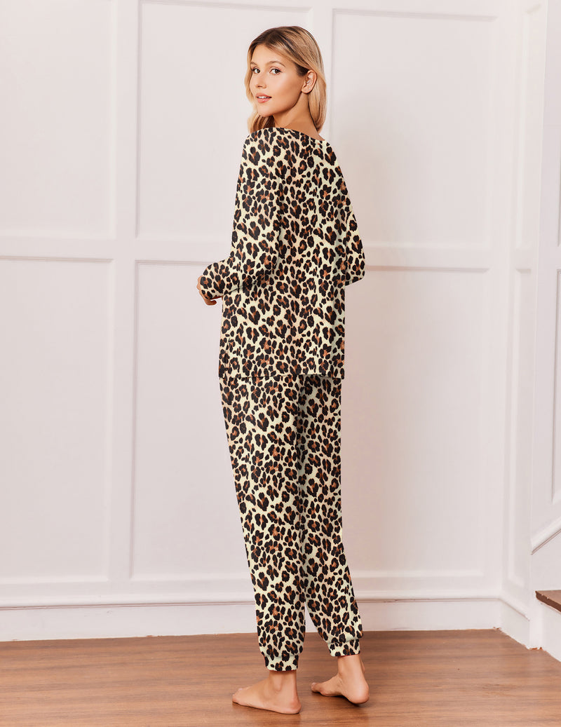 ekouaer-pajama-sets-pyjama-schwarz-crew-neck-mit-kordel image 3