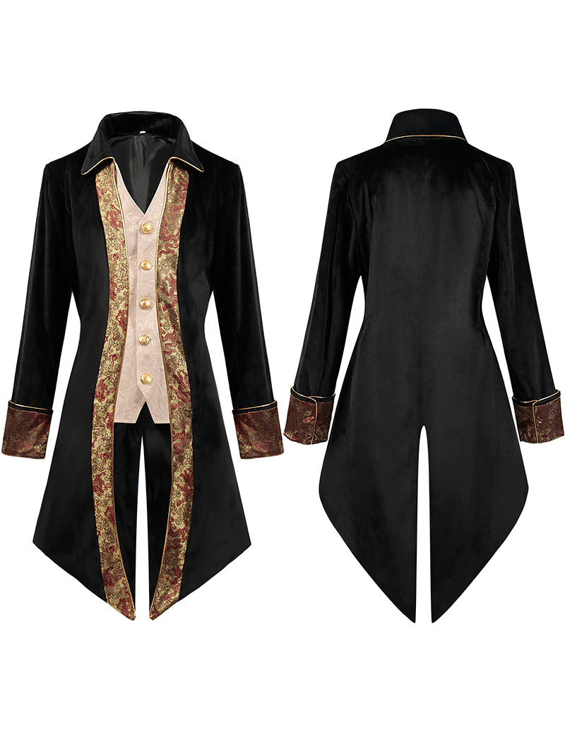 ekouaer-men-frack-jacke-gehrock-gold-schwarz-elegant image 6