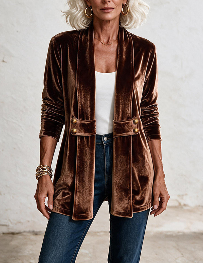 ekouaer-robes-velvet-cardigan-samt-mittellang-offen image 7