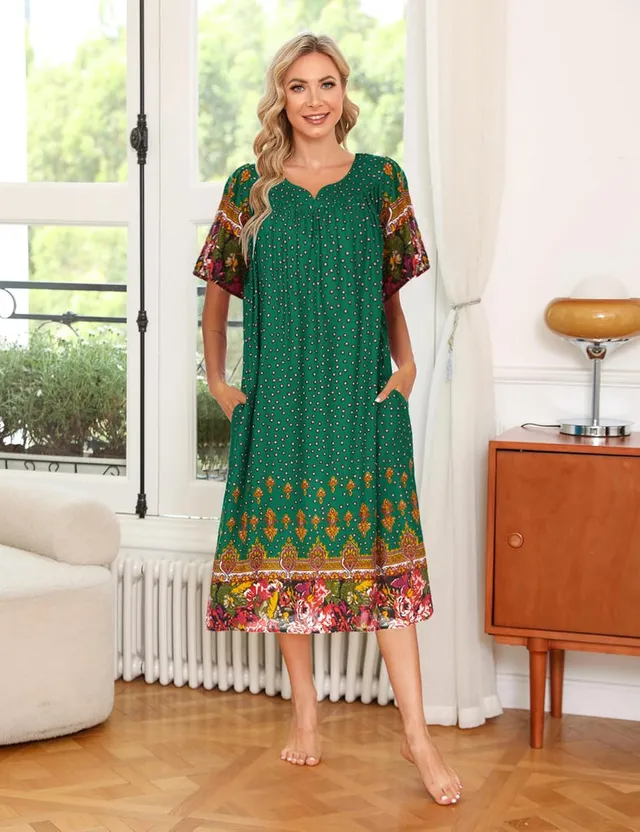 ekouaer-hauskleid-nachthemd-viskose-blumen-taschen image 1