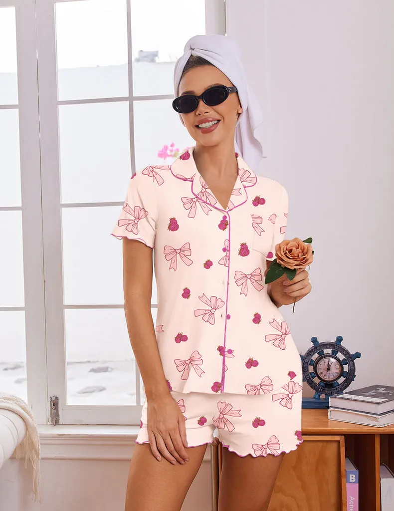 ekouaer-bamboo-viscose-button-up-r-schen-pyjama-2-teilig-k-hlend image 1