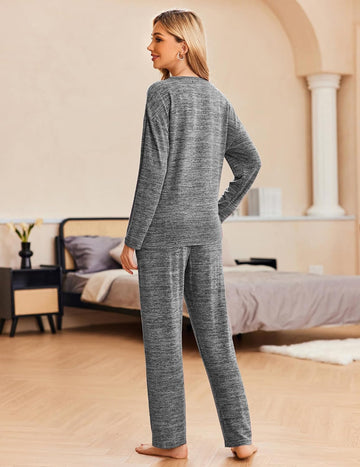 ekouaer-pajama-sets-schlafanzug-langarm-hose-taschen image 5