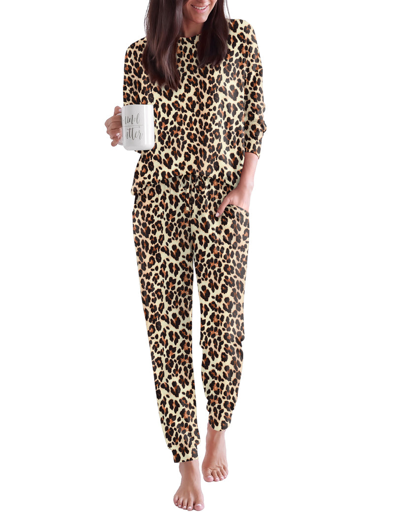 ekouaer-pajama-sets-pyjama-schwarz-crew-neck-mit-kordel image 4