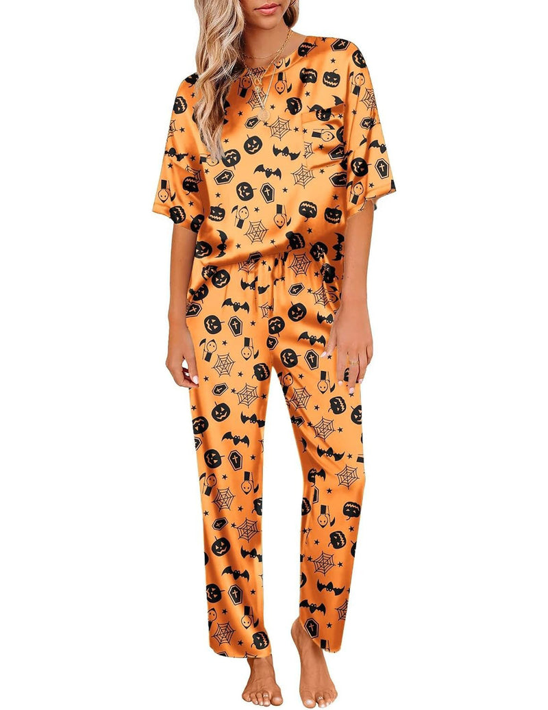 ekouaer-satin-pyjama-set-kurzarm-weites-bein-2-teilig-taschen image 2