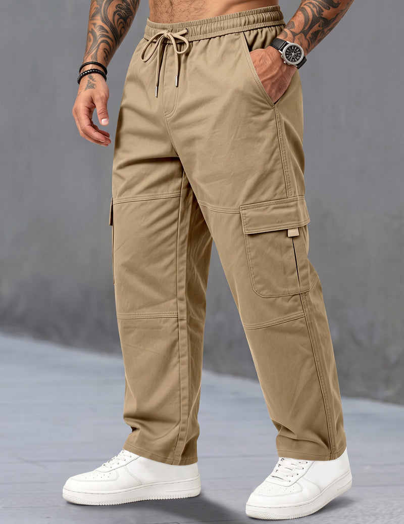 ekouaer-men-cargohose-mit-kordelzug-schwarz-lockerer-sitz image 4