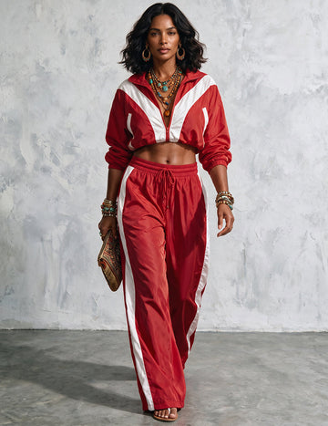 ekouaer-2-teiler-tracksuit-jacke-hose-patchwork-schwarz image 7