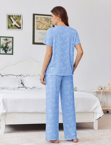 ekouaer-pajama-sets-bambus-lounge-set-gemustert-mit-taschen image 7