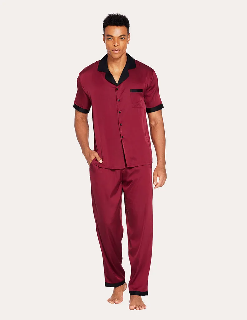 ekouaer-men-classic-satin-schlafanzug-kurzarm-hose image 1