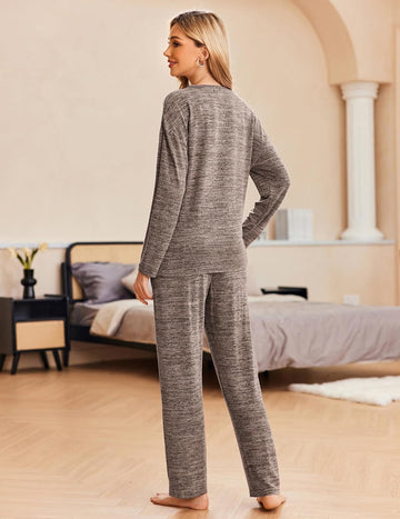 ekouaer-pajama-sets-schlafanzug-langarm-hose-taschen image 3