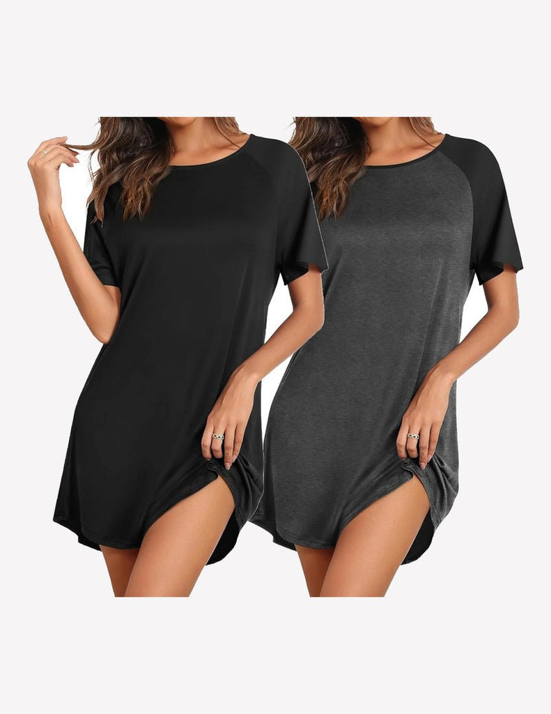 ekouaer-nightgowns-bamboo-schlafshirt-2er-pack-kurzarm-bambus image 1