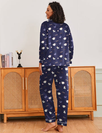 ekouaer-pajama-sets-teddy-satin-schlafanzug-knopf image 7