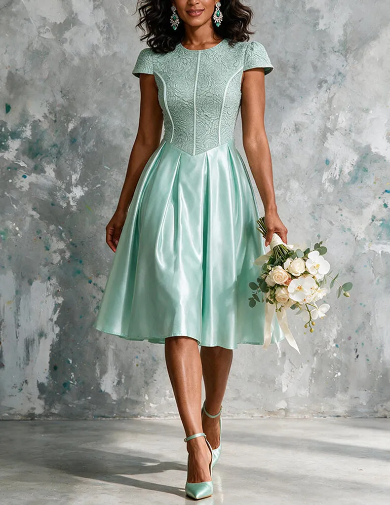 ekouaer-jacquard-midikleid-schleife-hellgr-n-cocktail image 1