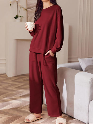 ekouaer-pajama-sets-fleece-hausanzug-langarm-taschen-2-teilig image 7